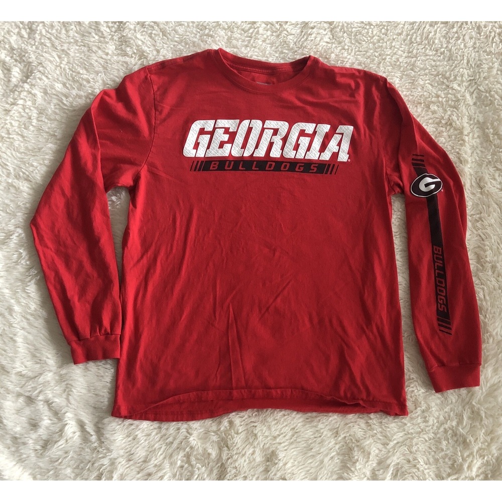 Georgia Bulldogs  T-Shirt Red Long Sleeve Crew Graphic Box Seat Unisex Large